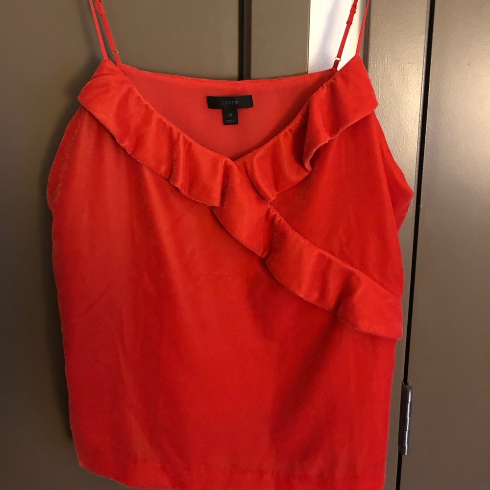 J crew ruffle spaghetti strap - pink/coral